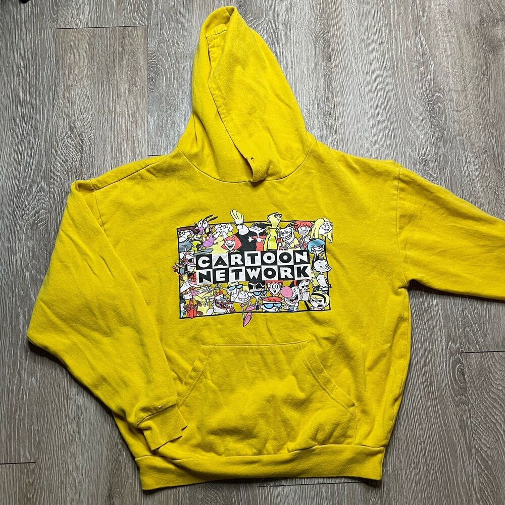 Y2K Cartoon Network Graphic Yellow Hoodie Men's Size M